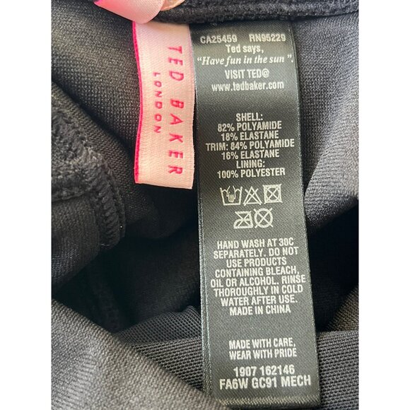 Ted Baker London Black Mesh Panel Halter one piece Swimsuit size 0 (US Size2- 4) - Picture 13 of 16